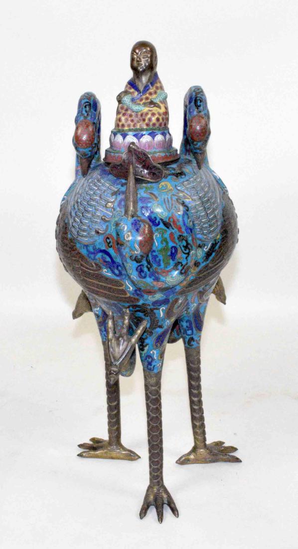 LARGE CHINESE CLOISONNE FIGURE OF A BIRD WITH THE LID (1 of 9)