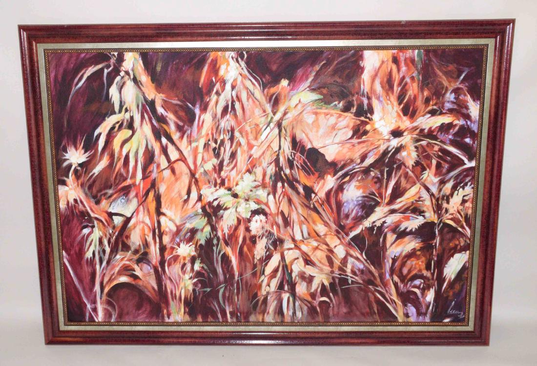 LARGE ABSTRACT OIL PAINTING ON CANVAS SIGNED ''J. (1 of 4)