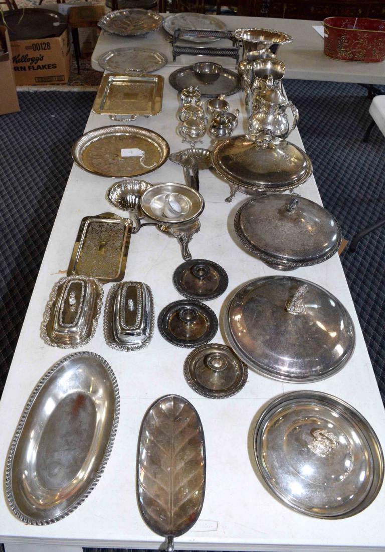 LARGE ASSORTMENT OF SILVERPLATE including platter, (1 of 6)