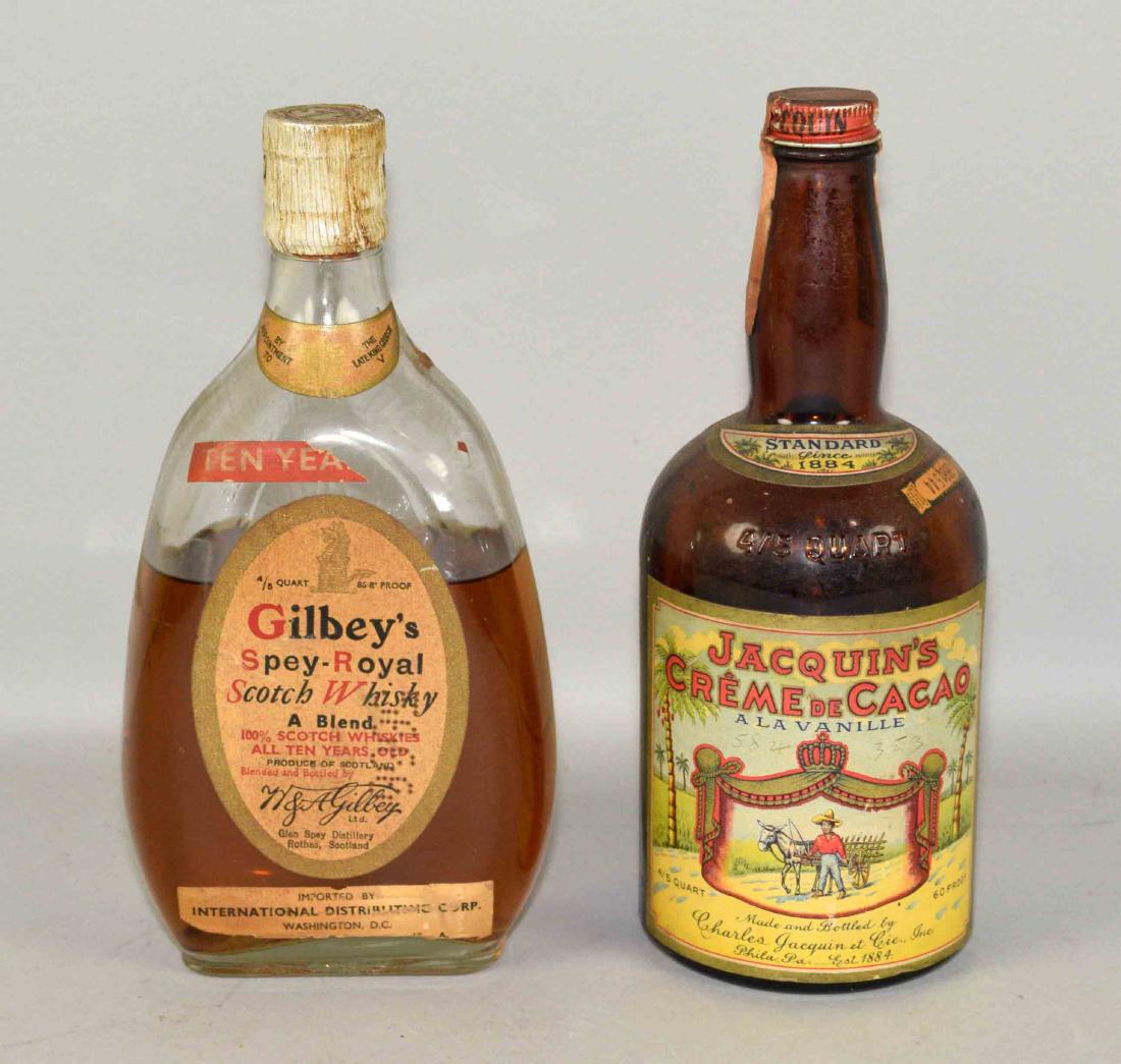 (2) VINTAGE BOTTLES OF LIQUER. GILBEY'S SCOTH WHISKEY (1 of 3)