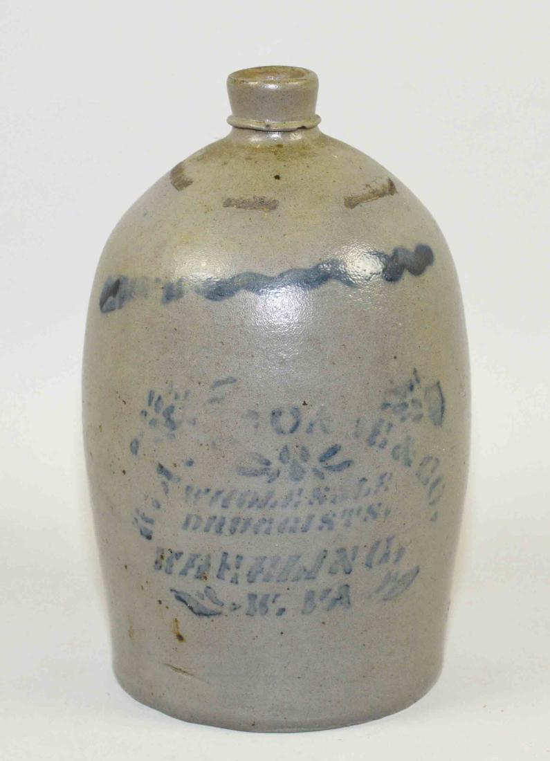 ONE GALLON JUG WITH BLUE COBALT SCRIPT. Company name is (1 of 5)