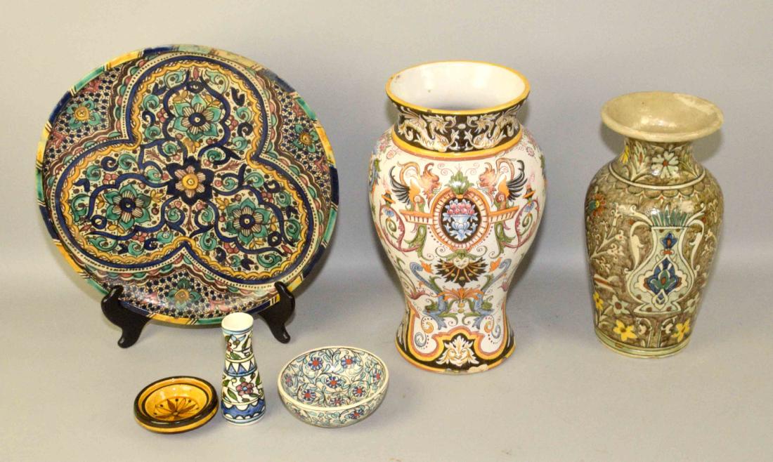 ANTIQUE PERSIAN DECORATED FOOTED BOWL; decorated vase (1 of 10)