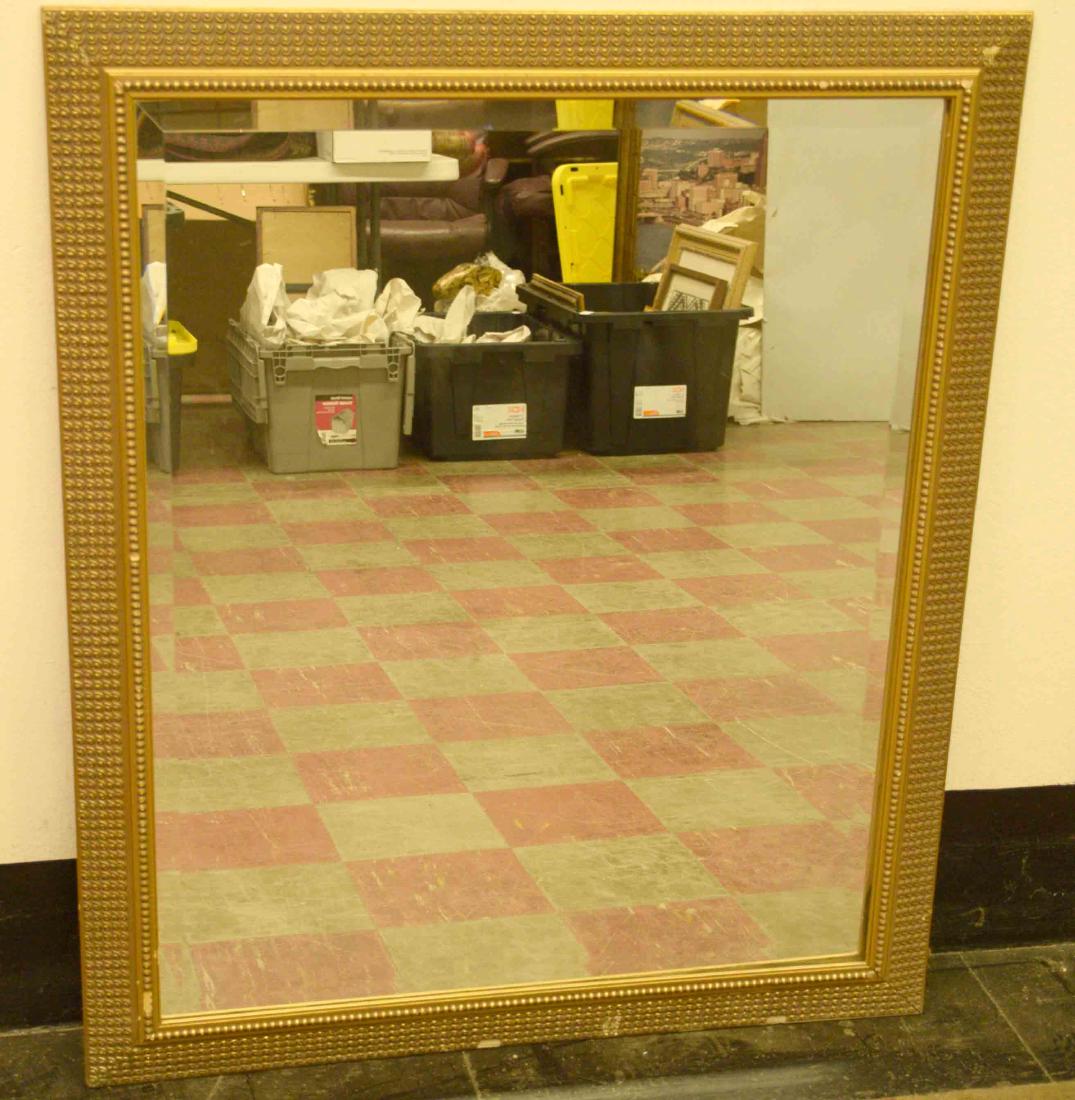 DECORATIVE GOLD WOOD FRAMED WALL MIRROR. 42''h x 36''w. (1 of 1)