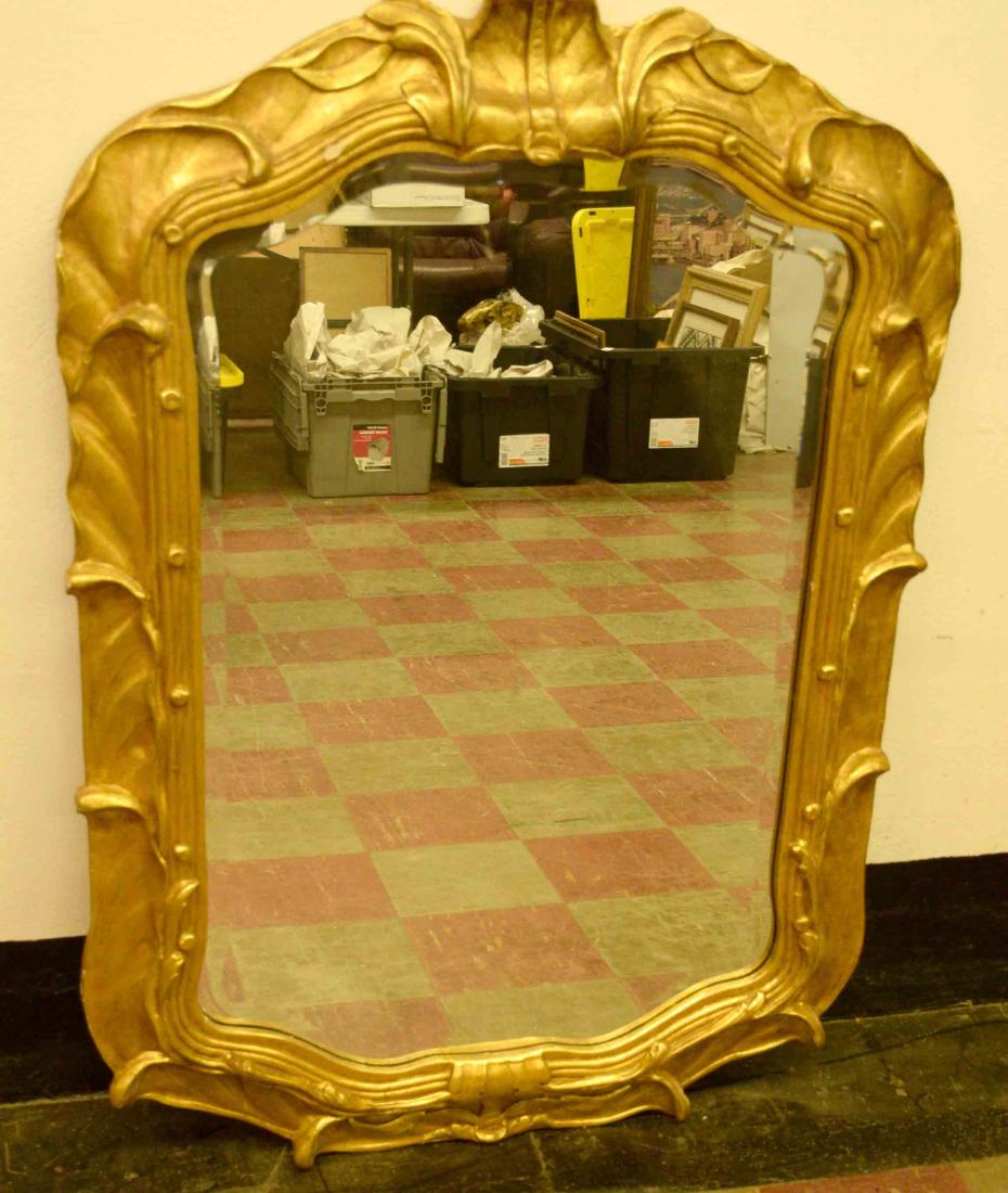 DECORATIVE GOLD PAINTED WOOD FRAMED MIRROR. 45.75''h x (1 of 1)