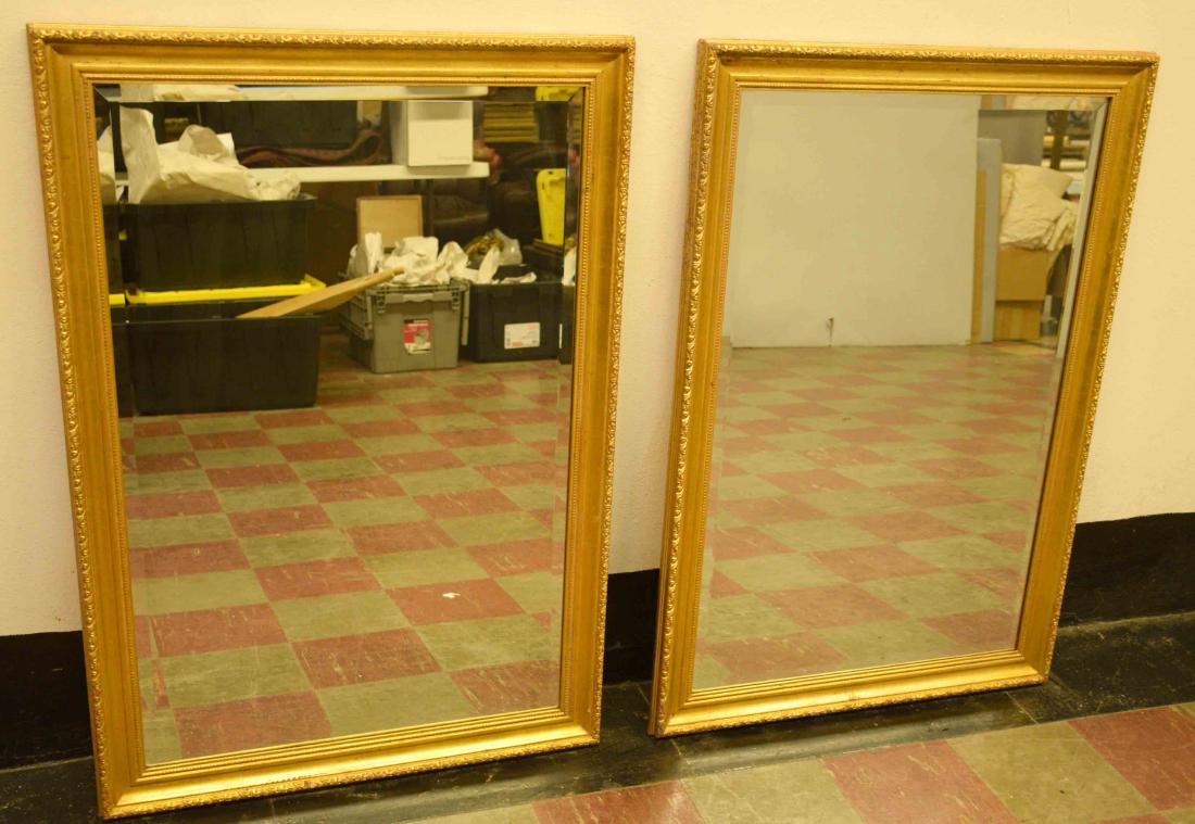 PAIR OF WOOD FRAMED DECORATIVE MIRRORS. 40.5''h x (1 of 1)