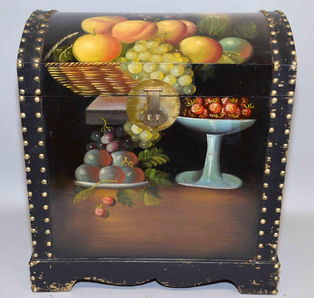 HAND PAINTED SMALL WOODEN CHEST. 19.50''h x 17.75''w x (1 of 3)