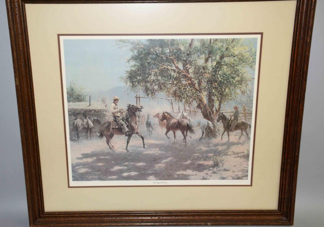 WESTERN PRINT OF HORSE, ''Corraling the Carry''. Signed (1 of 1)
