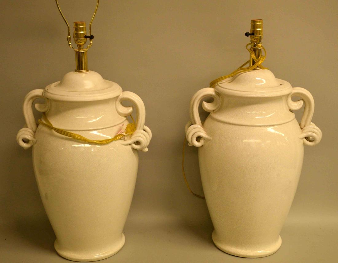 PAIR OF CERAMIC TABLE LAMPS. 35''h x 15.25''w. (1 of 1)