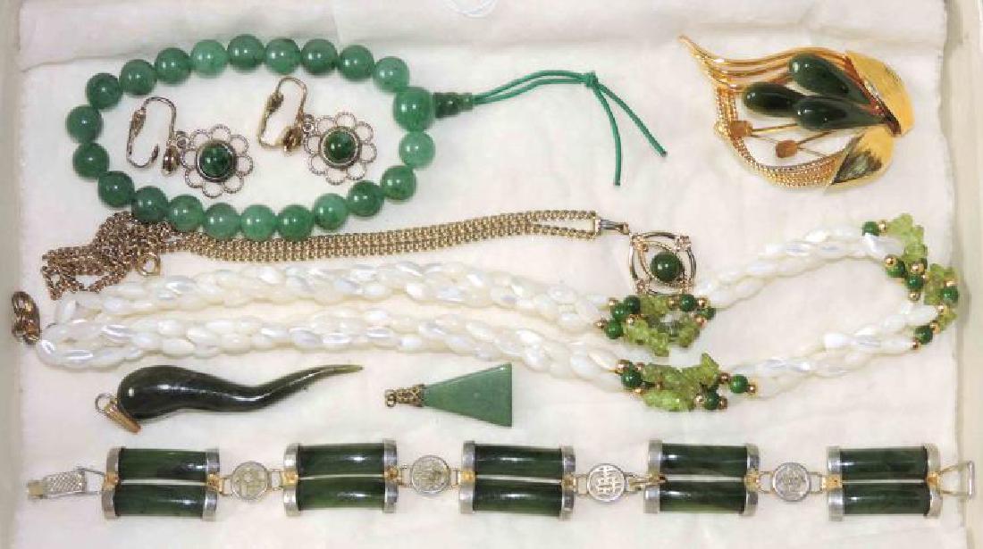 MISC. (8) PC. JADE JEWELRY. Includes multistrand beaded (1 of 3)