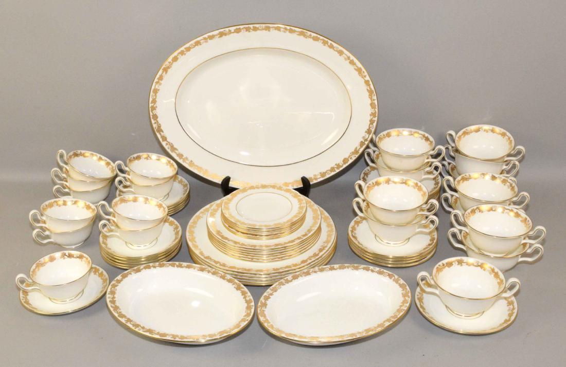 64 PC. WEDGEWOOD BONE CHINA, pattern Whitehall w/gold