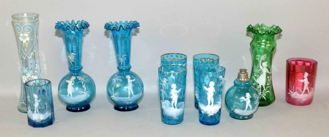 (10) PC. COLLECTION OF MARY GREGORY GLASS. Highest: (10) PC. COLLECTION OF MARY GREGORY GLASS. Highest 8''h.