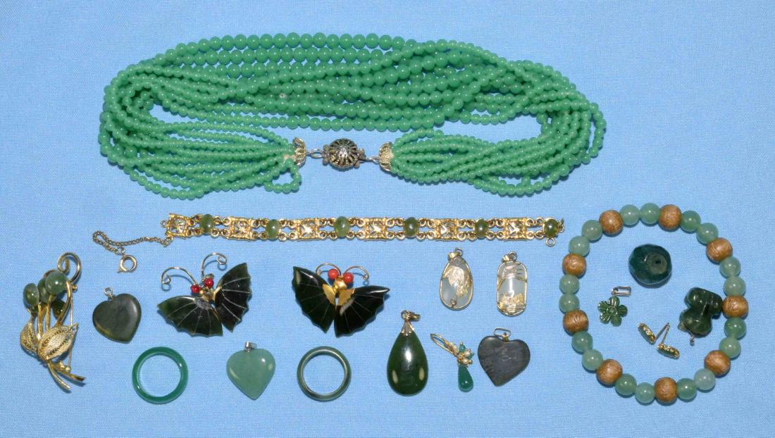 OVER 15 PCS. OF ASSORTED JADE JEWELRY. Includes multi (1 of 8)