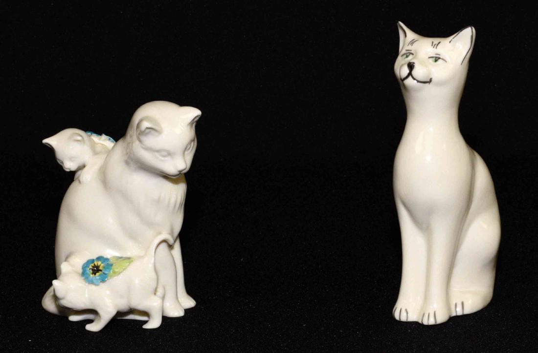 (2) BELLEEK 1999 PARIAN CHINA CAT FIGURINES: Floral (1 of 5)