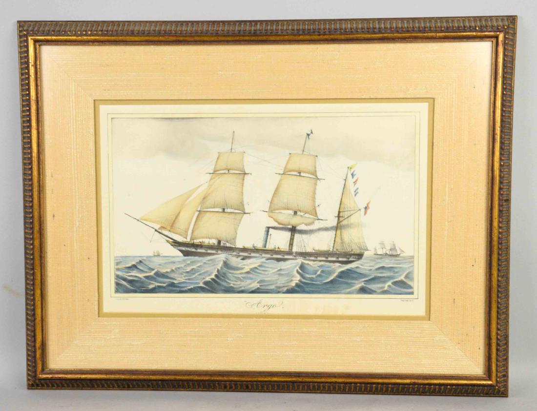 ''ARGO'' HAND COLORED MARITIME PRINT, 18''H x 24''W. (1 of 4)