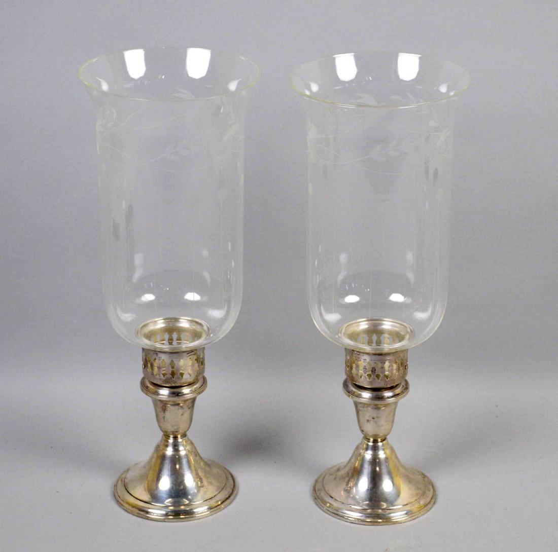 A PAIR OF NEWPORT STERLING (WEIGHTED) ETCHED HURRICANE (1 of 2)