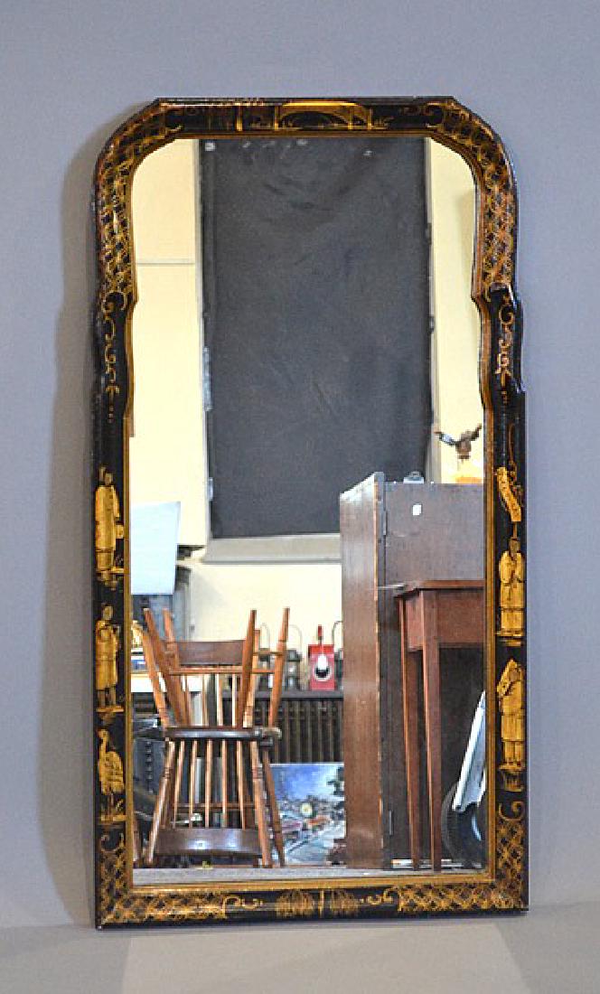 BEVELED WALL MIRROR WITH CHINOISERI FRAME - 37''h X (1 of 1)