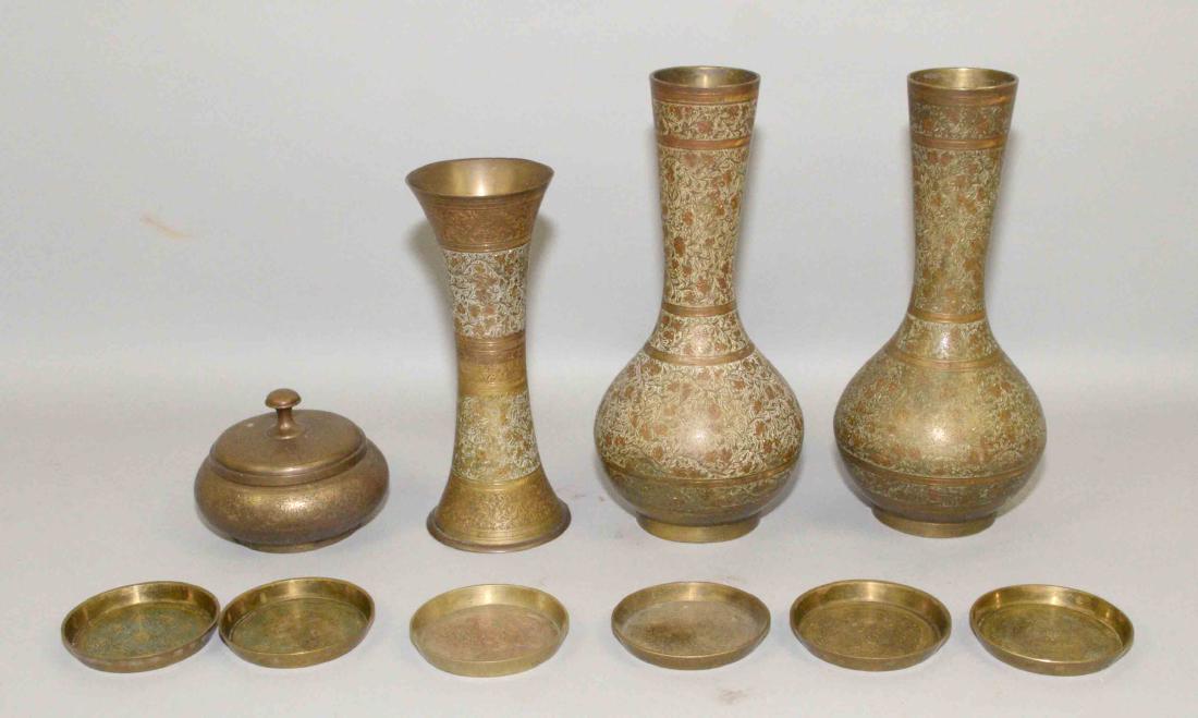 (10) PC'S OF ASSORTED DECORATIVE BRASS OBJECTS, vases, (1 of 4)