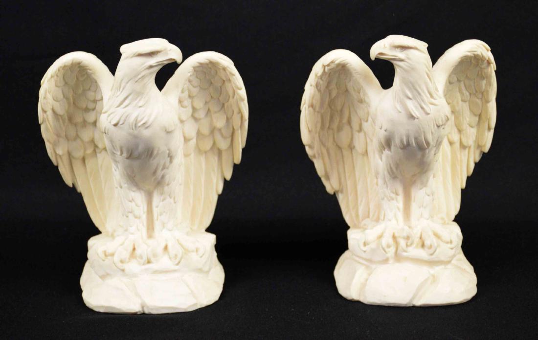 PAIR OF COMPOSITE EAGLE SCULPTURES, signed A. (1 of 5)