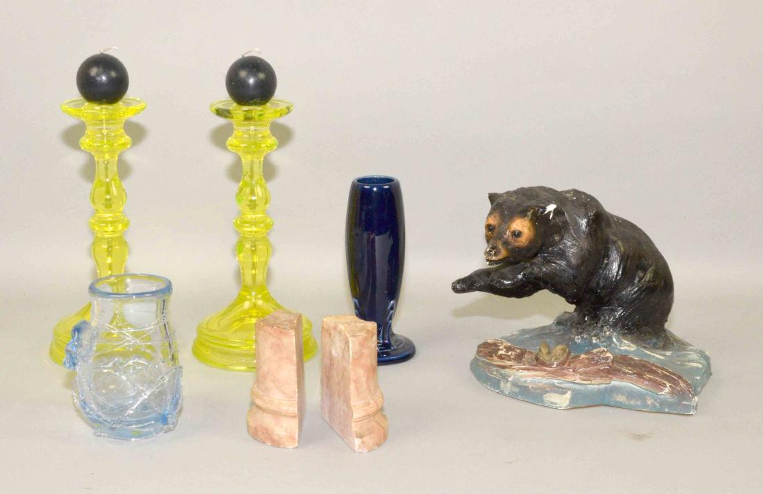 (5) PIECES ASSORTED ART GLASS AND POTTERY TRAY LOT. Art (1 of 6)