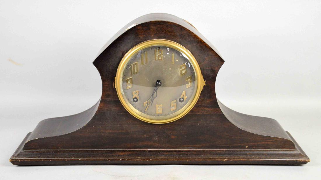WOODEN MANTEL CLOCK, E. Ingrahm Co. 10.5''H x 21''W. (1 of 6)