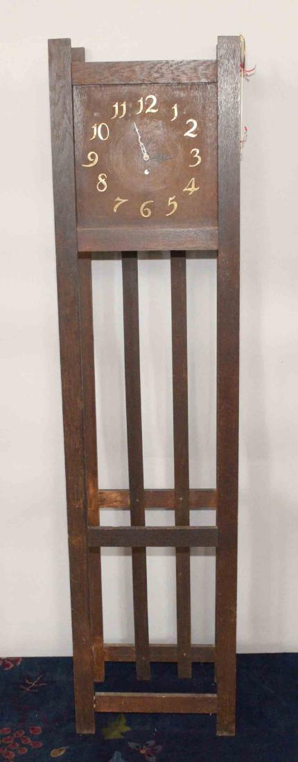 MONITOR MISSION CLOCK, circa 1910. Clock has new: MONITOR MISSION CLOCK, circa 1910. Clock has new movement. 68''H x 16.5''W x 11.5''D.