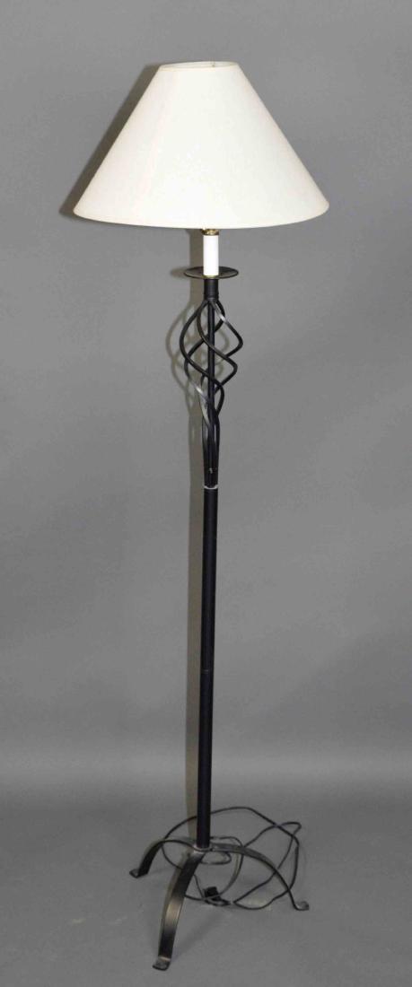 FLOOR LAMP WITH WHITE SHADE. 61.5''H.: FLOOR LAMP WITH WHITE SHADE. 61.5''H.