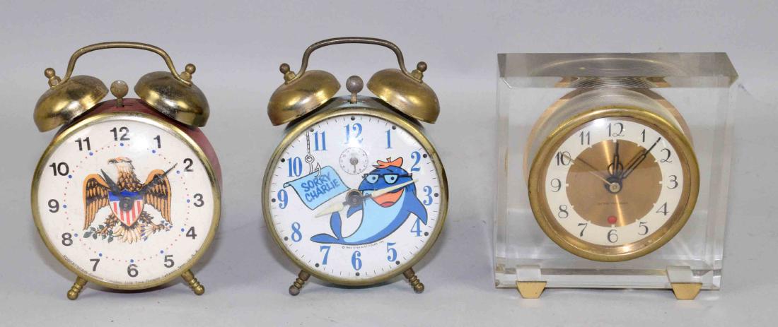 COLLECTION OF (3) ALARM CLOCKS. ''Sorry Charlie'', (1 of 11)