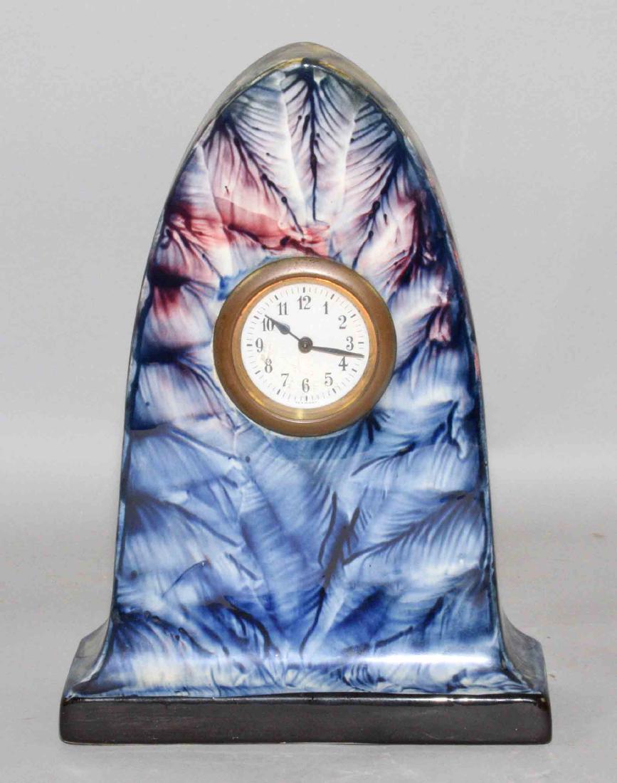 GERMAN PAINTED PORCELAIN CLOCK, 9,5''H.: GERMAN PAINTED PORCELAIN CLOCK, 9,5''H.