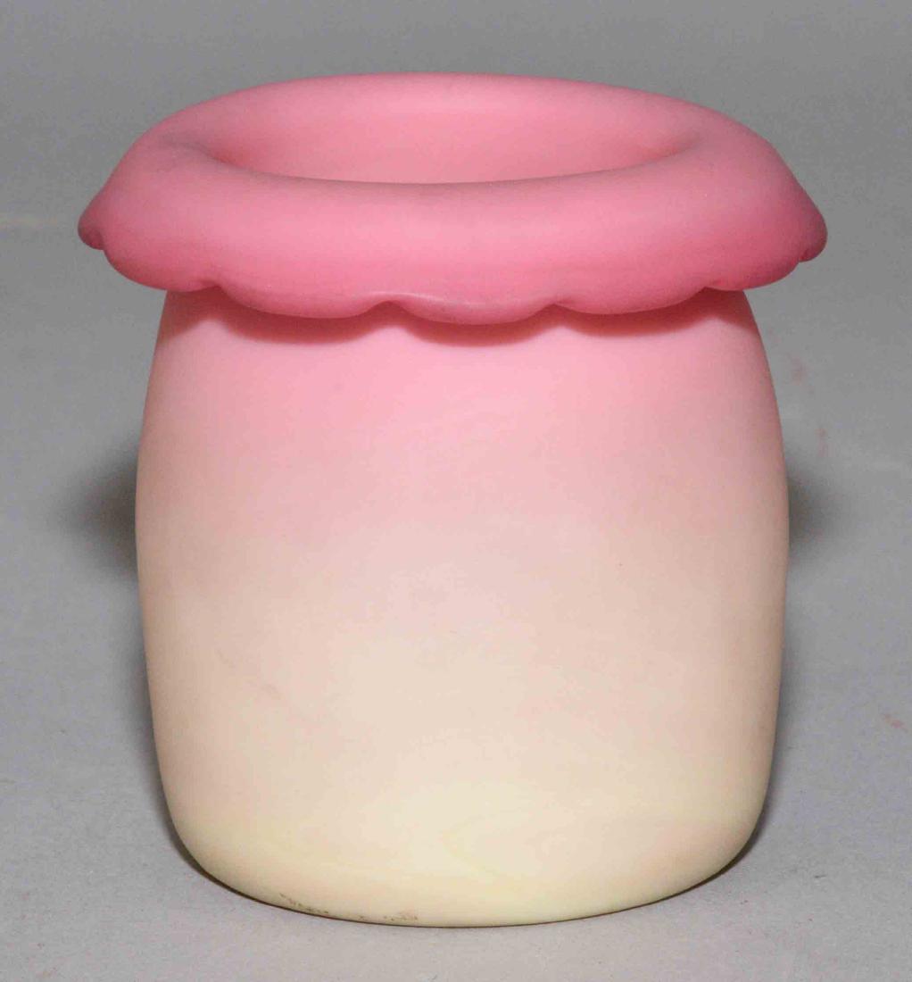 PAIRPOINT PEACHBLOW SCALLOPED RIM TOOTHPICK HOLDER, (1 of 3)