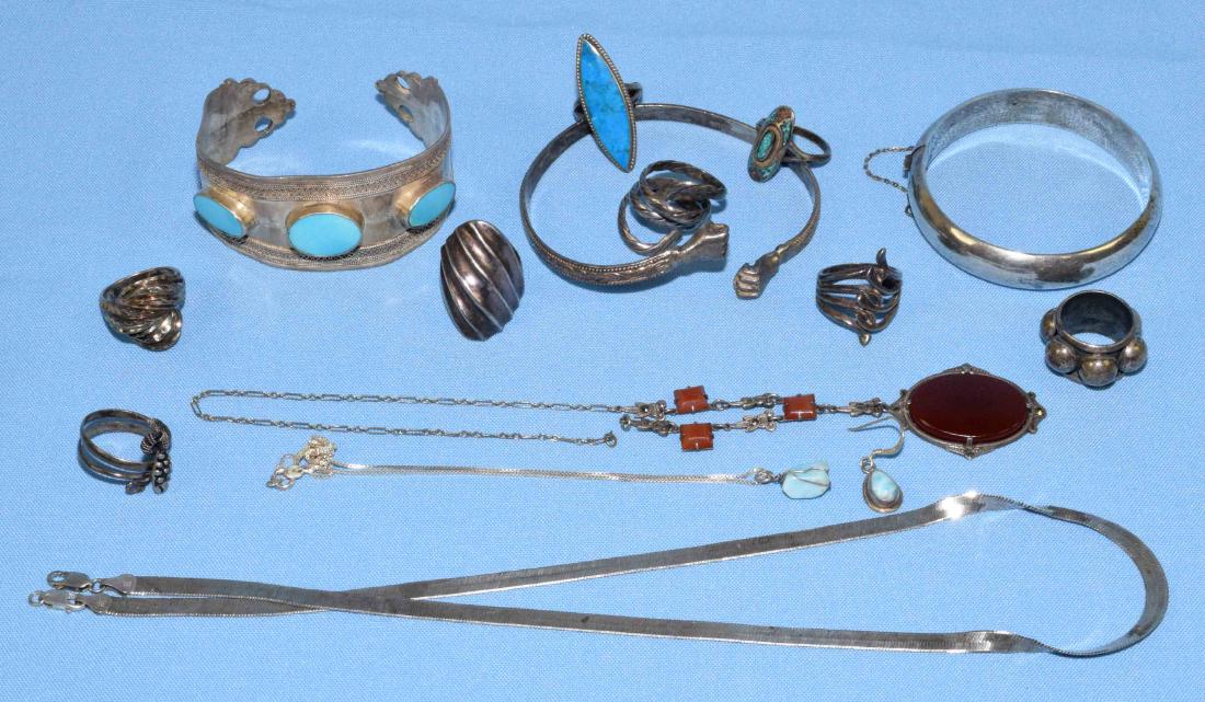 ASST. STERLING RINGS, BRACELETS AND NECKLACES. All (1 of 7)