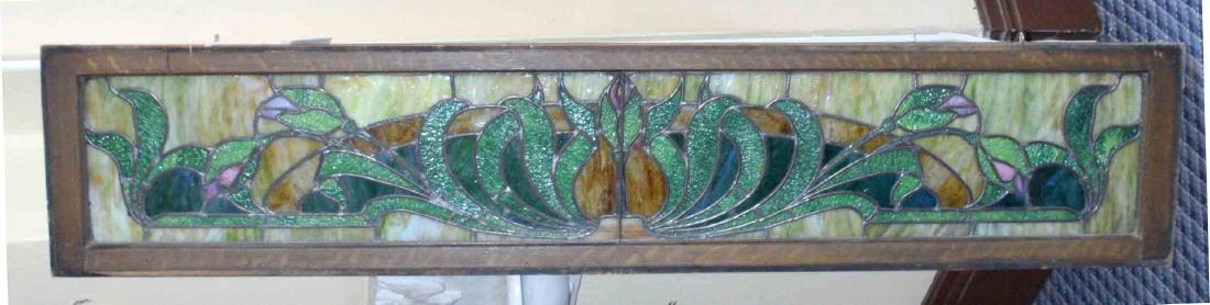 STAINED GLASS TRANSOM WINDOW. 16''H x 78''L. (1 of 4)