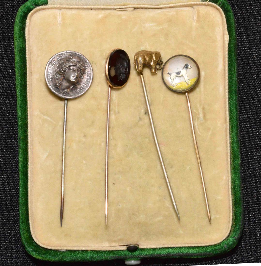 ANTIQUE HAT PIN  COLLECTION including dog, elephant, (1 of 2)