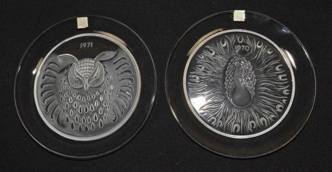 PAIR OF LALIQUE PLATES, dated 1970 and 1971. 8.25'' (1 of 6)