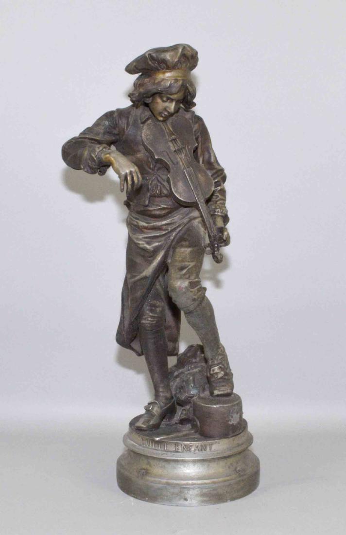 LULLI ENFANT SCULPTURE, Spelter, 20.5''H, The Violin: LULLI ENFANT SCULPTURE, Spelter, 20.5''H, The Violin Player.