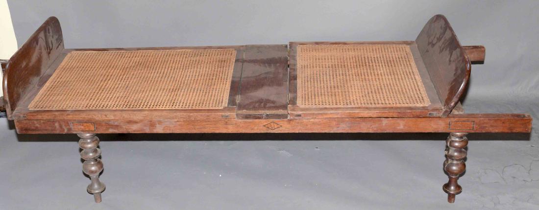 19TH C. CAMPAIGN DAYBED (Mid 19th c.) Mahogany and cane (1 of 4)