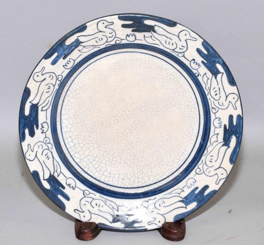 DEDHAM POTTERY PLATE WITH DUCK MOTIF. 8.5'' diameter, (1 of 5)