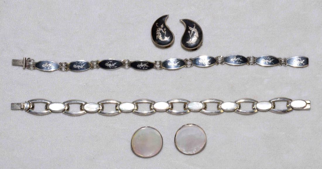(2) SIGNED VINTAGE STERLING BRACELET AND CLIP EARRING (1 of 5)