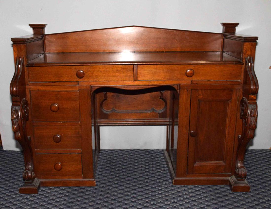WALNUT VICTORIAN GENTLEMAN'S DESK with unusual (1 of 9)