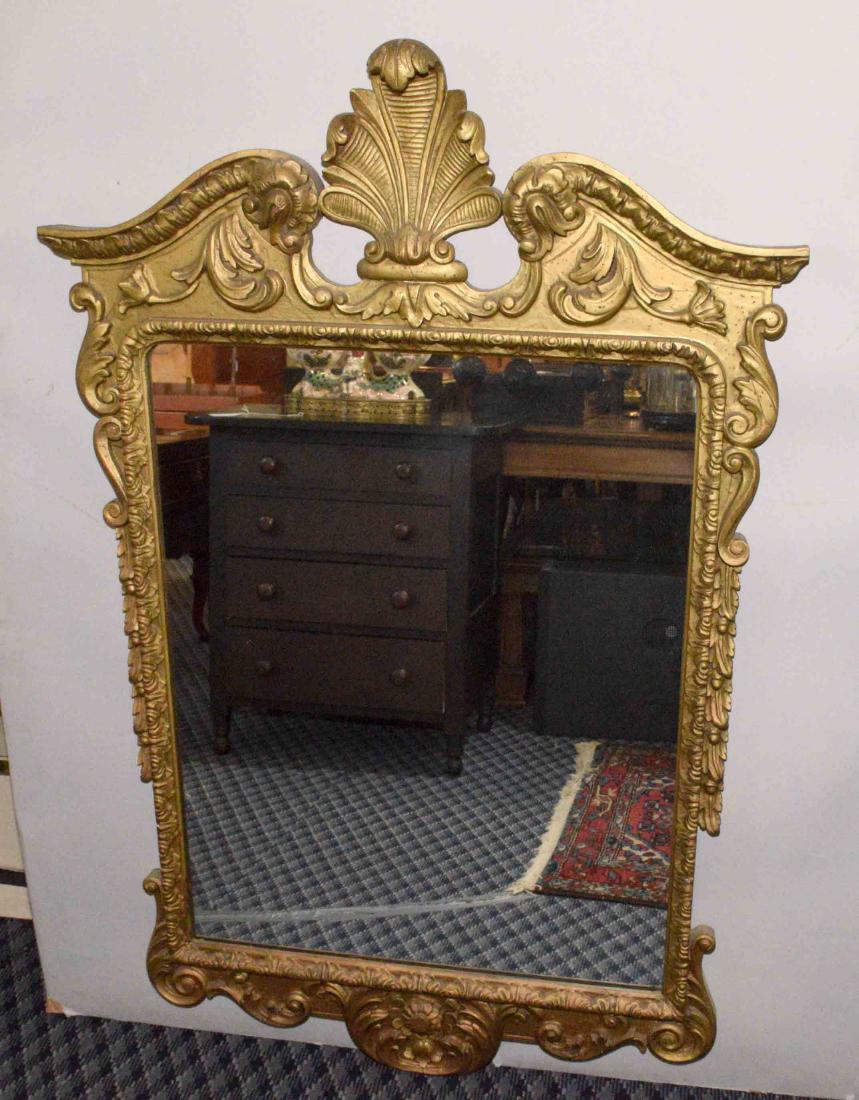 ANTIQUE FLEUR DE LIS GOLD GILT MIRROR. 50''H x 33.5''W. (1 of 4)