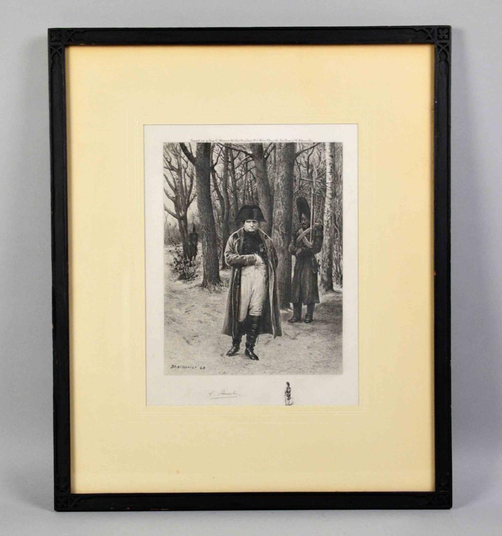 NAPOLEON PRINT BY MEISSONIER '63. Indistinct pencil (1 of 4)