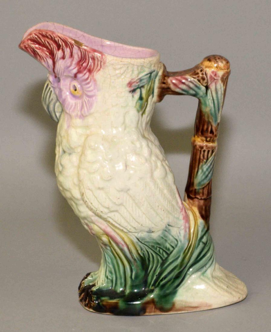 MAJOLICA PARROT PITCHER. 7''H. (1 of 7)