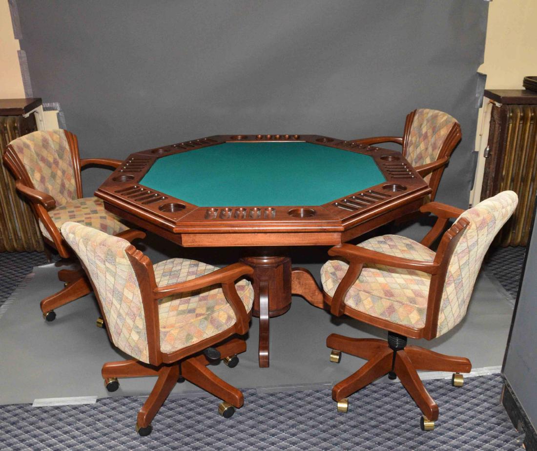 Modern Gaming Table With Reversible Top And Set Of Four