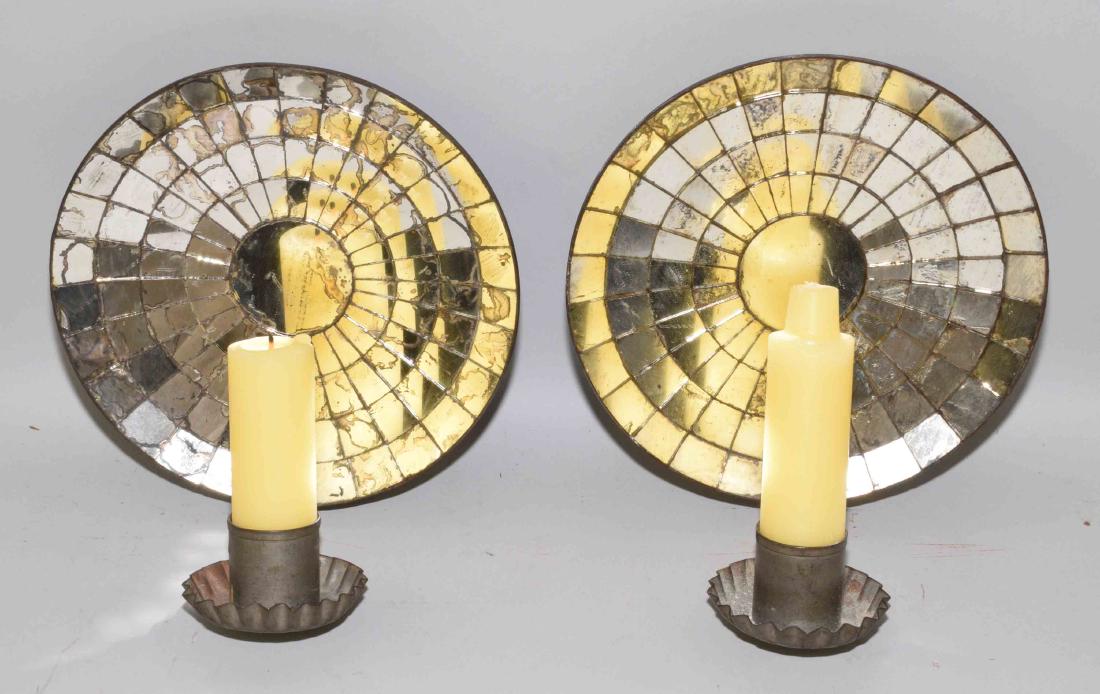 PAIR OF ANTIQUE AMERICAN REFLECTOR SCONCES. 9''H x 8'' (1 of 2)