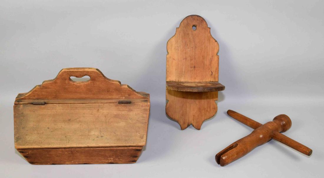 COLLECTION OF ANTIQUE AMERICAN WOOD OBJECTS, including (1 of 3)