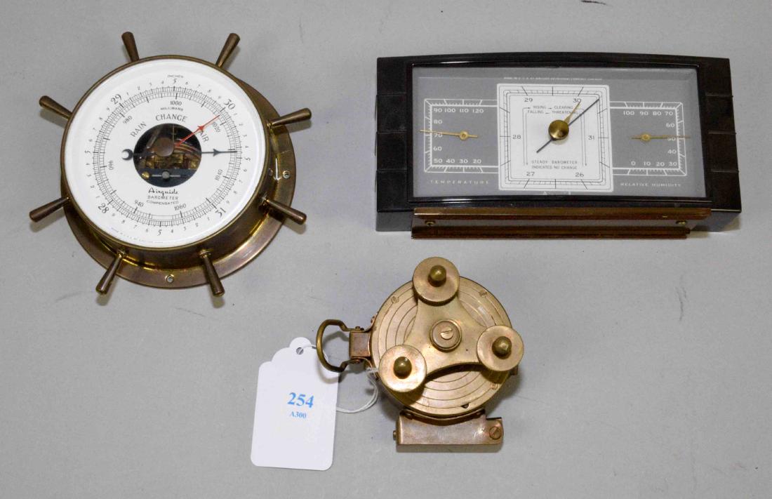 (3) PCS. BRASS BAROMETER by Airguide Instrument