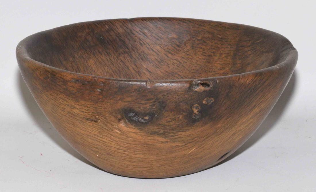 ANTIQUE AMERICAN BURLWOOD BOWL. 5''H x 10'' diameter. (1 of 3)