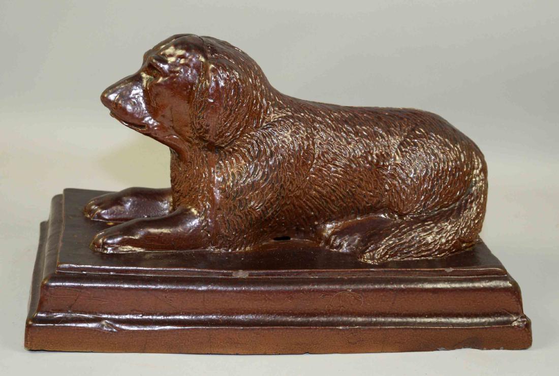 SEWER TILE DOG SCULPTURE. Signed on bottom. W. Taylor: SEWER TILE DOG SCULPTURE. Signed on bottom. W. Taylor Sept. 1927. 8.5''H x 14.5''.