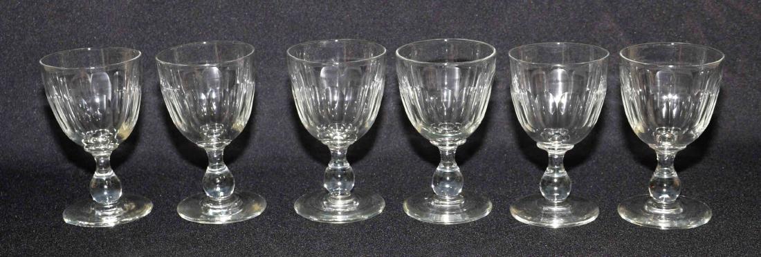 SET OF (6) ANTIQUE FLINT GLASS STEMMED TUMBLERS. (1 of 2)