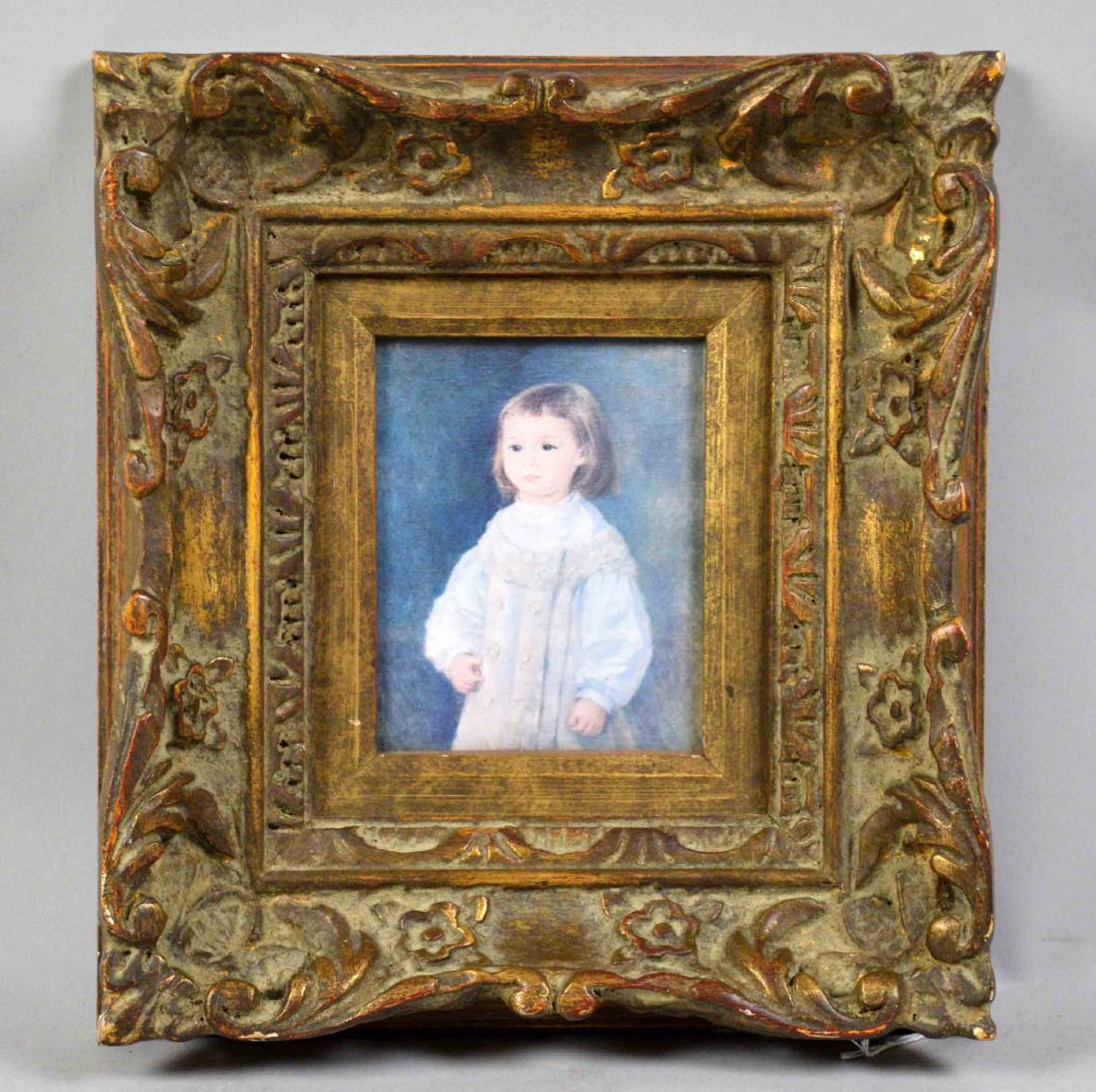 ORNATELY FRAMED PRINT OF YOUNG GIRL. Image: 4.5''H x (1 of 2)