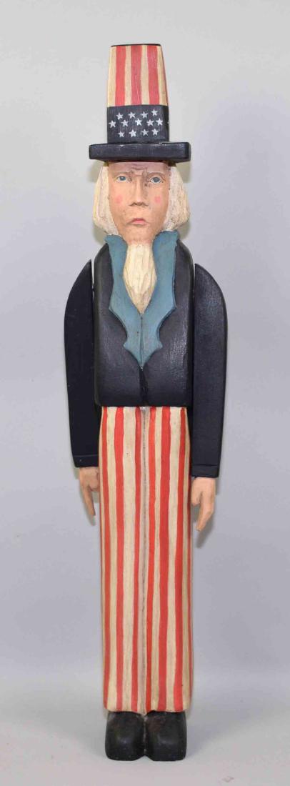UNCLE SAM CARVED WOOD AND PAINTED WHIRLYGIG. Signed (1 of 6)